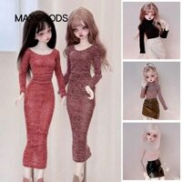 Áo len dệt kim búp bê MAXGOODS, mặc thường ngày Áo cổ tròn thanh lịch, Phụ kiện DIY chất lượng cao Quần áo dài Mini dễ thương cho búp bê 1 / 4 BJD 45cm