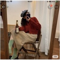 Áo len dệt kim Cardigan đỏ Order Taobao