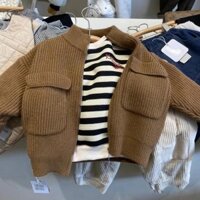 Áo len dệt kim cho bé trai áo khoác Cardigan thời trang thường ngày cho trẻ em