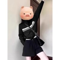 Áo Len Dệt Kim Dài Tay Cổ Cao Nửa Có Khóa Kéo Màu Đen, Áo Khoác Nữ Kiểu Dáng Mới Mùa Thu