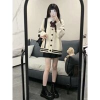 Áo len dệt kim dáng rộng phong cách mùa thu đông dành cho nữ sinh viên Nhật Bản áo khoác cardigan v