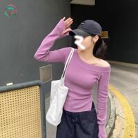 Áo len dệt kim lệch vai sành điệu với thiết kế thanh lịch