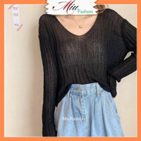 Áo len dệt kim mỏng dài tay cổ tim MS229