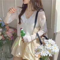 Áo len dệt kim mỏng phong cách Hàn Quốc