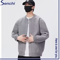 Áo len dệt kim nam màu trơn giản dị Hàn Quốc Áo len đa năng tối giản