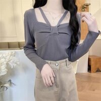 áo len dệt kim nơ ngực (56310#)