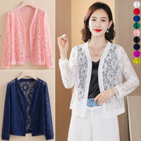 Áo len dệt kim ren nữ Áo khoác chống nắng dài tay cỡ lớn XL-7XL
