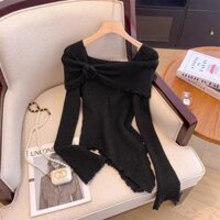 Áo len đỏ nữ mùa thu Áo len tay loe