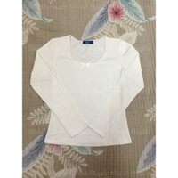 ÁO LEN GÂN TAY DÀI CỔ REN ĐÍNH NƠ TRẮNG