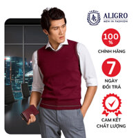 Áo len gile nam Aligro đỏ đô kẻ viền ALENGL015