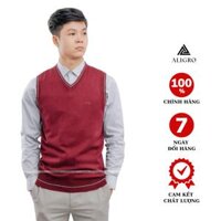 Áo len gile nam aligro đỏ đô kẻ viền - S