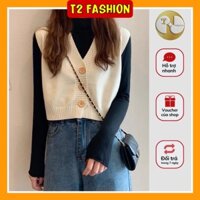 Áo len Gile nữ cài cúc phong cách Nhật Bản