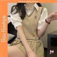 Áo len gile nữ học sinh kiểu dáng thể thao hàn quốc chất đẹp hàng quảng châu cao cấp [GHS]