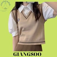 Áo len gile nữ học sinh kiểu dáng thể thao hàn quốc chất đẹp hàng quảng châu cao cấp GIANGSOO