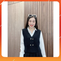 Áo len gile nữ lông thỏ cúc tim siêu mềm , mượt Evalover