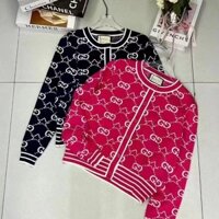 Áo Len Gucci Nữ Hợp Thời Trang Sang Trọng Chữ Jacquard Kẻ Sọc Đan Cardigan Nữ