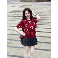 Áo len hoa croptop, áo len nữ tay ngắn TMT HOUSE