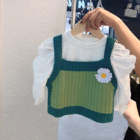 Áo len hoa cúc croptop