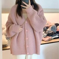 Áo Len Hồng Cardigan Nữ Mùa Thu Áo Khoác Ngoài Mặc Nhẹ Nhàng Phong Cách Lười Ngọt Ngào Rời Influencer Dày Kim Áo Len Hợp Thời Trang