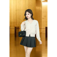 Áo len hồng nhạt  tay dài cổ tim xẻ V bo gấu khuy trang trí AL3651HN