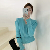 Áo Len K Mùa Thu Phong Cách Mới Nữ Áo Len Mỏng Áo Khoác Ngắn Slim-fit Ôm Hơn Nhìn Phù Hợp Với Tay Phồng Kn