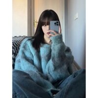 Áo len K Nam Nữ Retro dáng rộng mùa đông Áo len cổ tròn