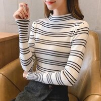 Áo len kẻ ngang cổ 3 phân