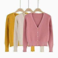 Áo len khoác cổ tim nút cài cho nữ, phong cách trẻ trung năng động Béo Shop