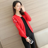 Áo len khoác nữ thêu hoa dễ thương AO35 Free size - Đỏ