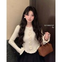 Áo len kiểu đính cúc hoa lai phối viền bèo tay dài hàng đẹp QC TOMBI SHOP