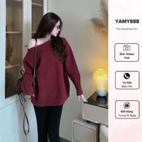Áo Len Lệch Vai Dáng Rộng Tay Dài Hàng Quảng Châu Phong Cách Hàn Quốc M2829 - YAMY888