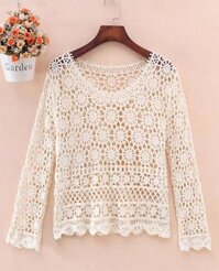 Áo len lỗ mỏng khoác ngoài dài tay AO21 cao cấp Free size - Hoa mai