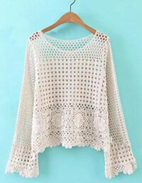 Áo len lỗ mỏng khoác ngoài dài tay AO22 Free size - Hoa mai