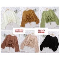 Áo len lỗ rút dây ngực