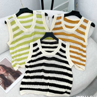 Áo len lỗ sát nách kẻ ngang - mềm, thoáng