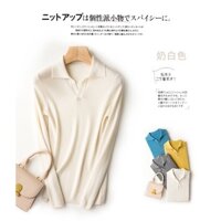 Áo len lông cừu cổ bẻ xuất Nhật xịn