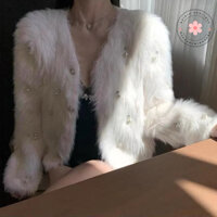 Áo len lông đính hạt sang chảnh 3 màu áo khoác len, áo len nu QC thu đông mẫu mới phối đồ thời trang