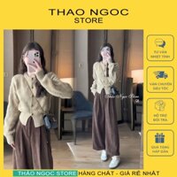 Áo len lông nữ cài nút tay dài form lửng hàng nhập (có sẵn, hình thật) THẢO NGỌC STORE