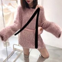Áo len lông thỏ mầu hồng nude