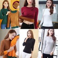Áo len lót nỉ cổ tròn siêu ấm áp