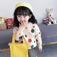 Áo len lót nỉ họa tiết gợn sóng và chấm bi cho bé trai bé gái hàng QCCC