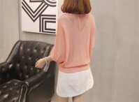 Áo len lưới cánh dơi tay lỡ cổ tròn len mềm mịn không xù -  HỒNG - free size<65kg