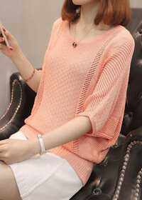 Áo len lưới cánh rơi nữ Haint Boutique Al32 - hồng