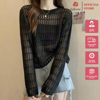 Áo Len Lưới Dệt Kim Dài Tay Cổ Tròn Dành Cho Nữ Lii Love PG37