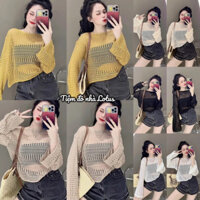 Áo len lưới mỏng tay dài form rộng mặc đi biển siêu xinh chất đẹp full màu hot - Tiệm đồ nhà Lotus