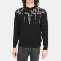 ÁO LEN MARCELO BURLON ĐEN CÁNH CHIM THÊU CMHE033S21KNI0011084