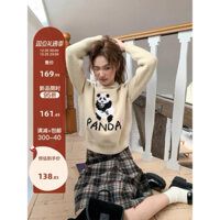 Áo len màu kem size S hình gấu trúc hãng Kano order