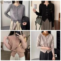 Áo len móc có giới hạn VERGE, Áo len cardigan đơn có ngực rắn dành cho nữ Y2K, Áo sơ mi nữ phong cách Preppy thường ngày Xuân Thu Áo khoác Crop Slim Nữ