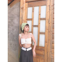 Áo len móc đan dây ngực hai dây