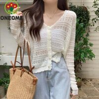 Áo len móc đi biển, Áo thun dệt kim rỗng cổ chữ V cổ tròn, Áo len dệt kim lưới ren mềm mại Áo len dệt kim dáng rộng